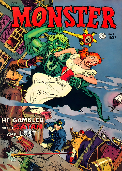 Monster Comic Book No 1 — golden age comic art on metal