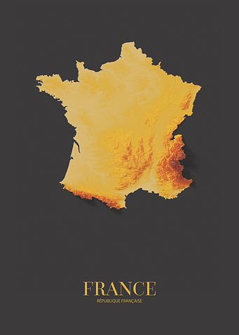 France Shaded Relief Map