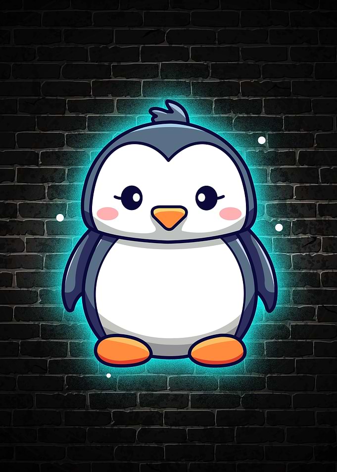 penguin cute neon
