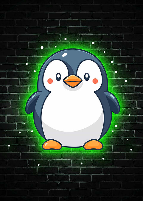 penguin cute neon