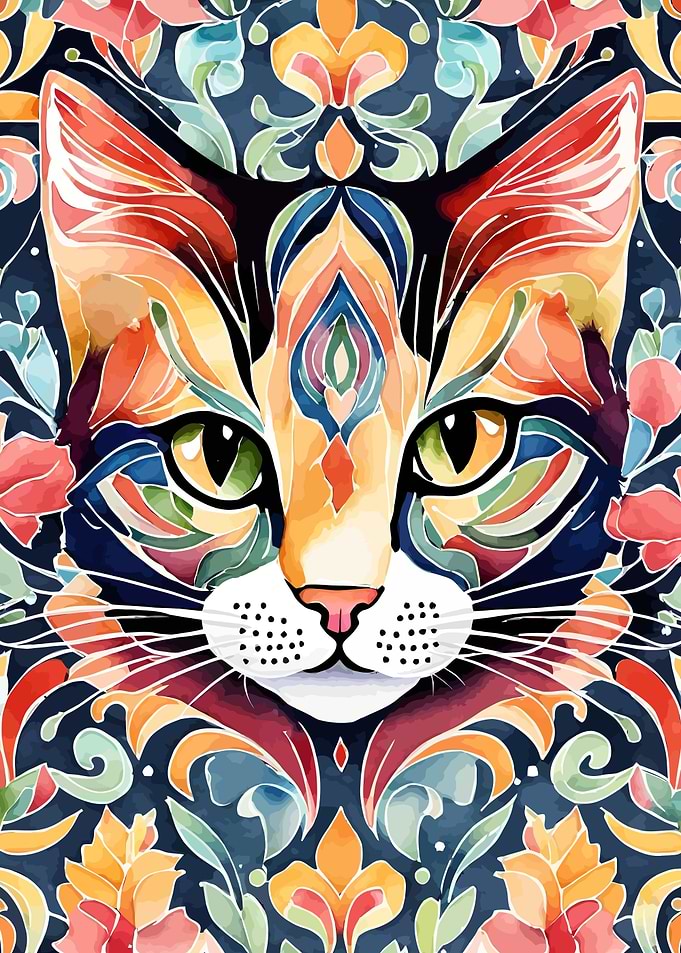 Colorful Kitty Portrait