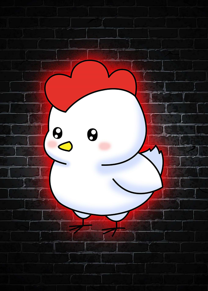 chicken cute neon