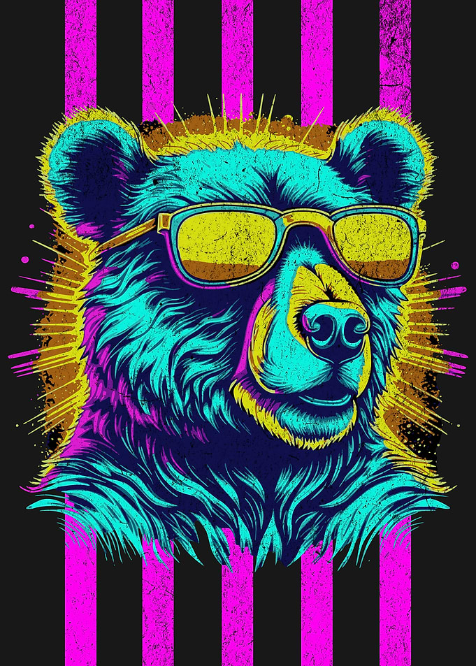BEAR GLASSES PURPLE STRIPE