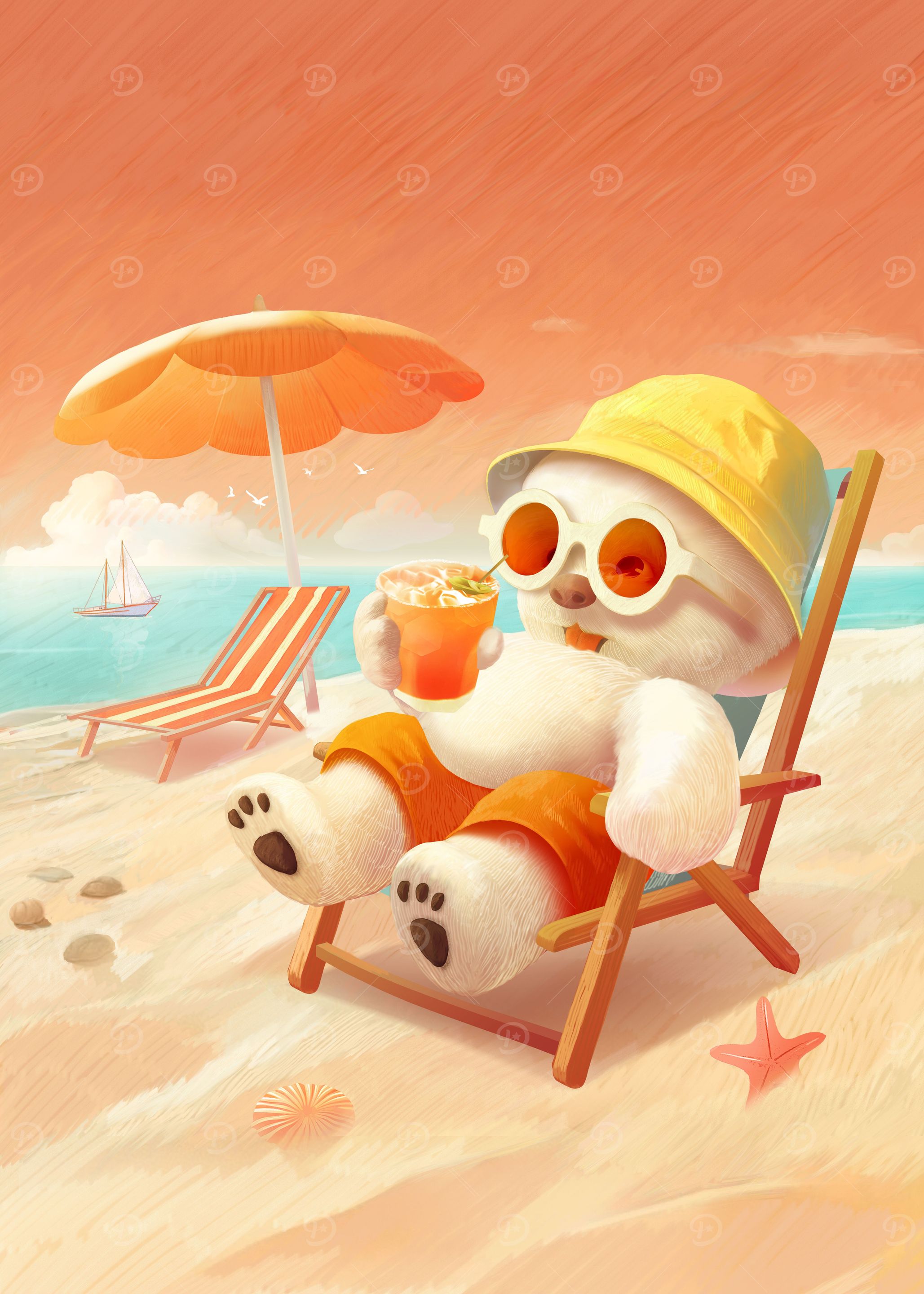 Smile Dog on a beach chair