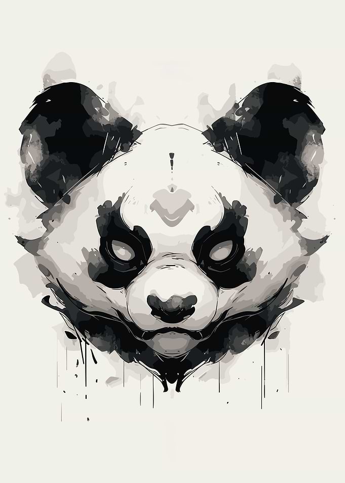 Ink Wash Panda Mask Art