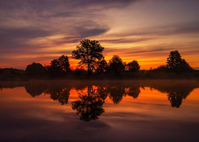 Summer sunrise, reflection