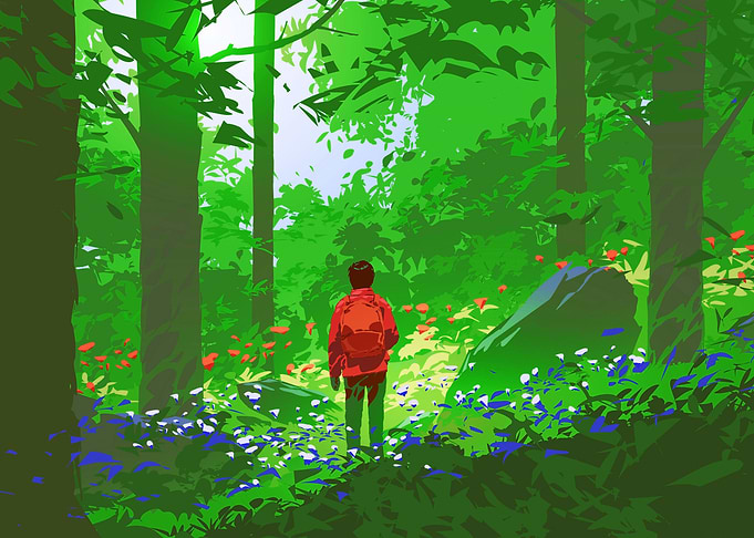 young man in forest