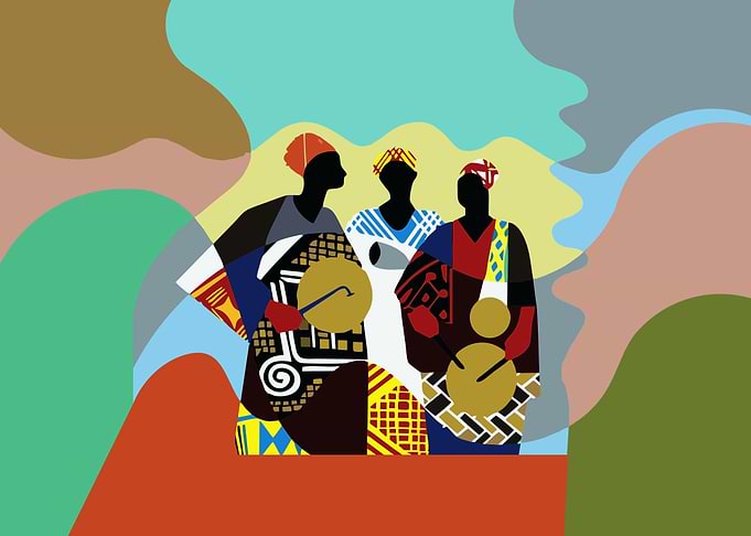 african drum men painting