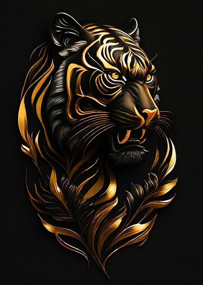 Tiger Floral Gold Black