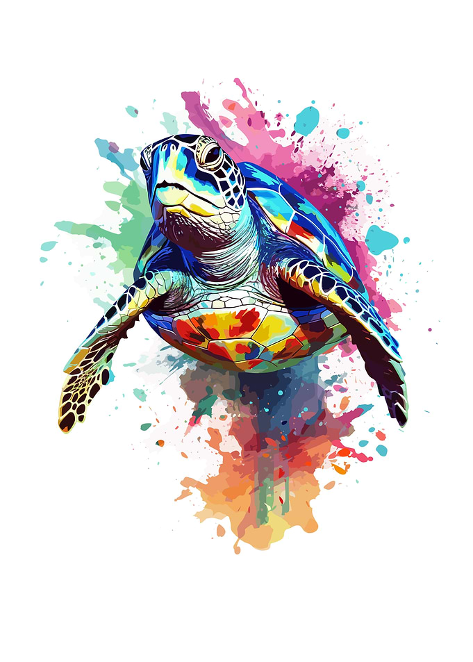 Rainbow Paint Turtle