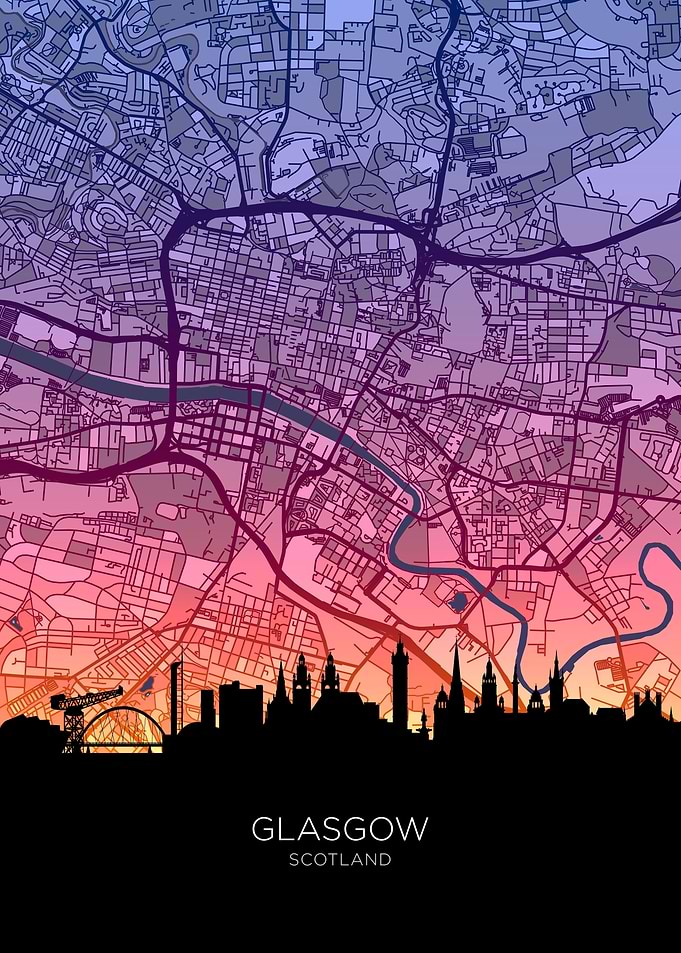 Glasgow Skyline Map