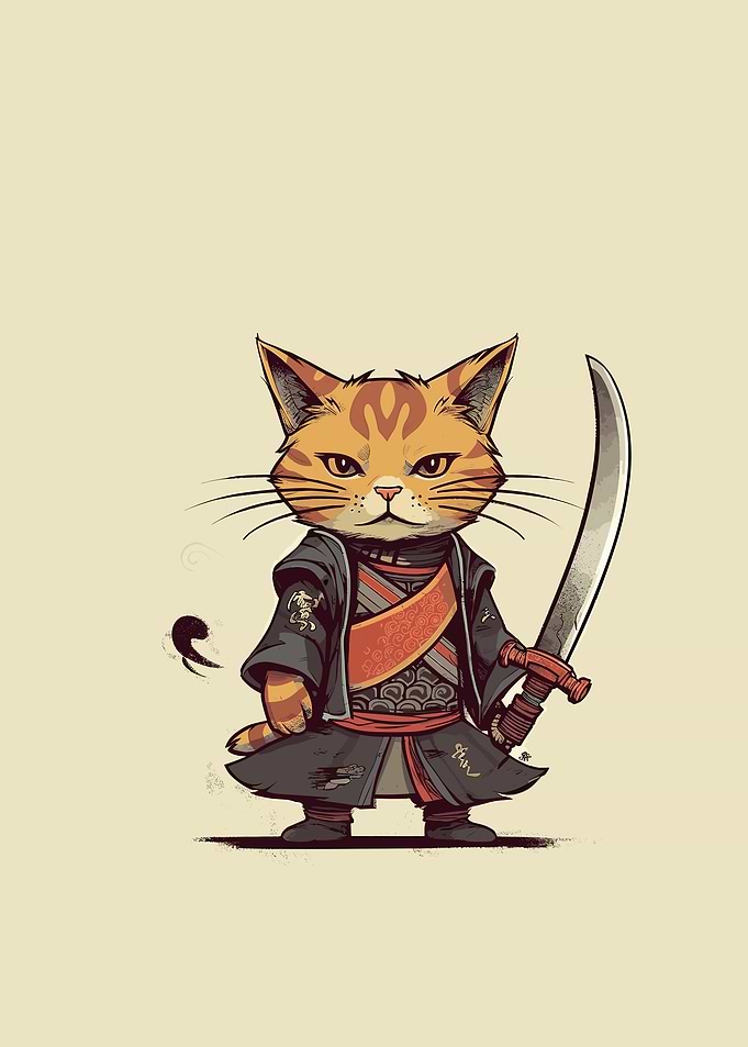 cat samurai japan