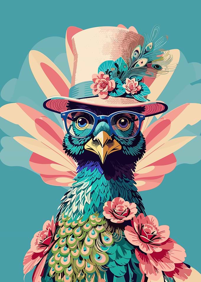 Whimsical Peacock Pastel