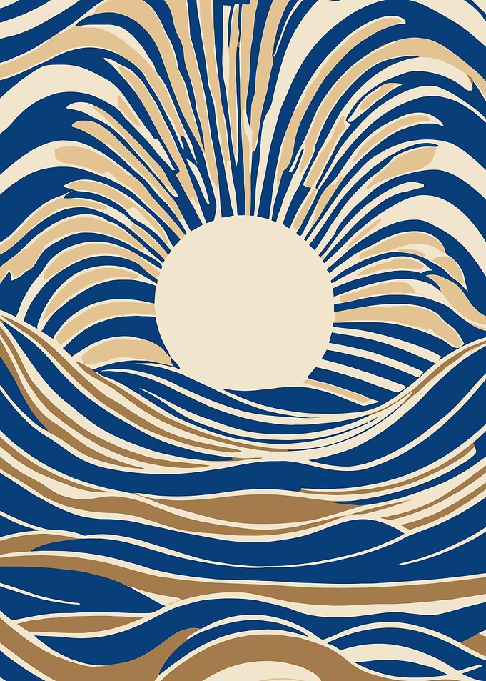 Blue and Beige Sunset