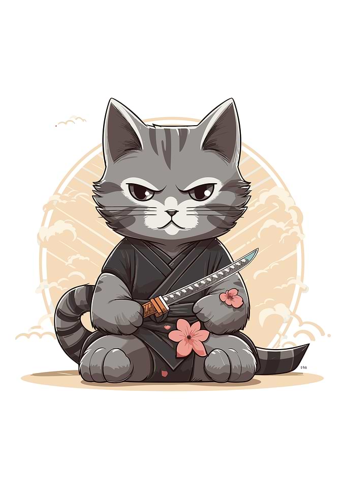 cat samurai japan