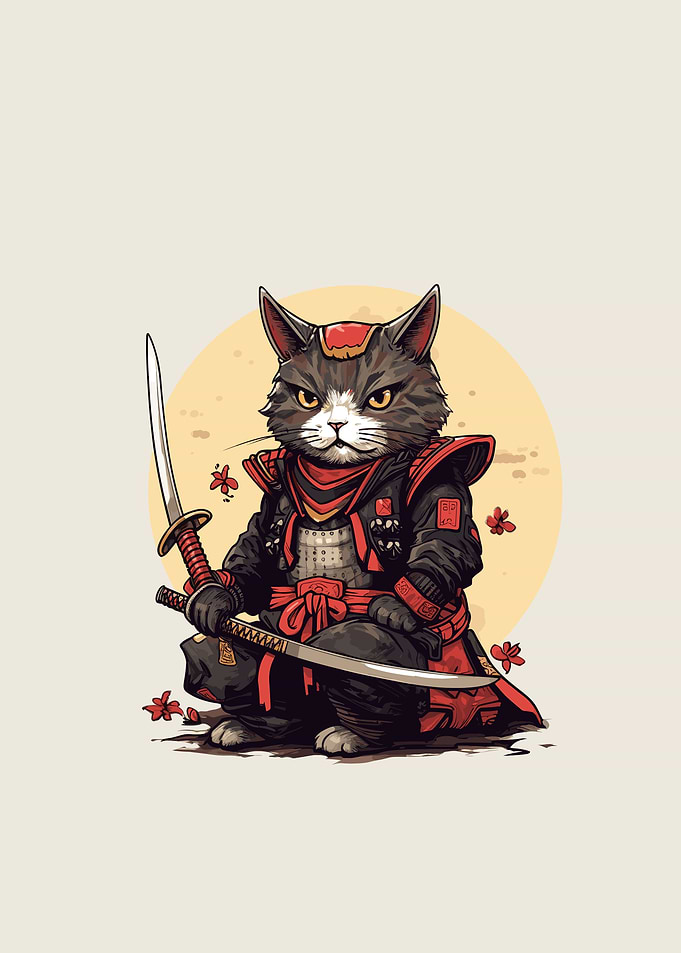 cat samurai japan