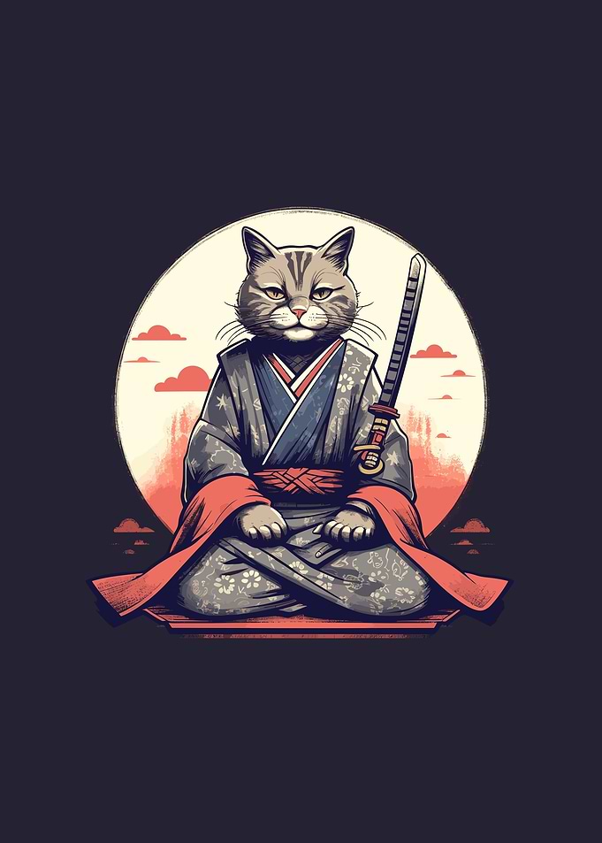 cat samurai japan