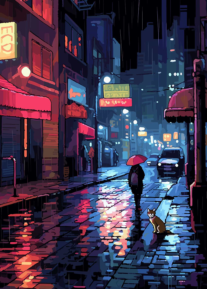 Japanese city by night