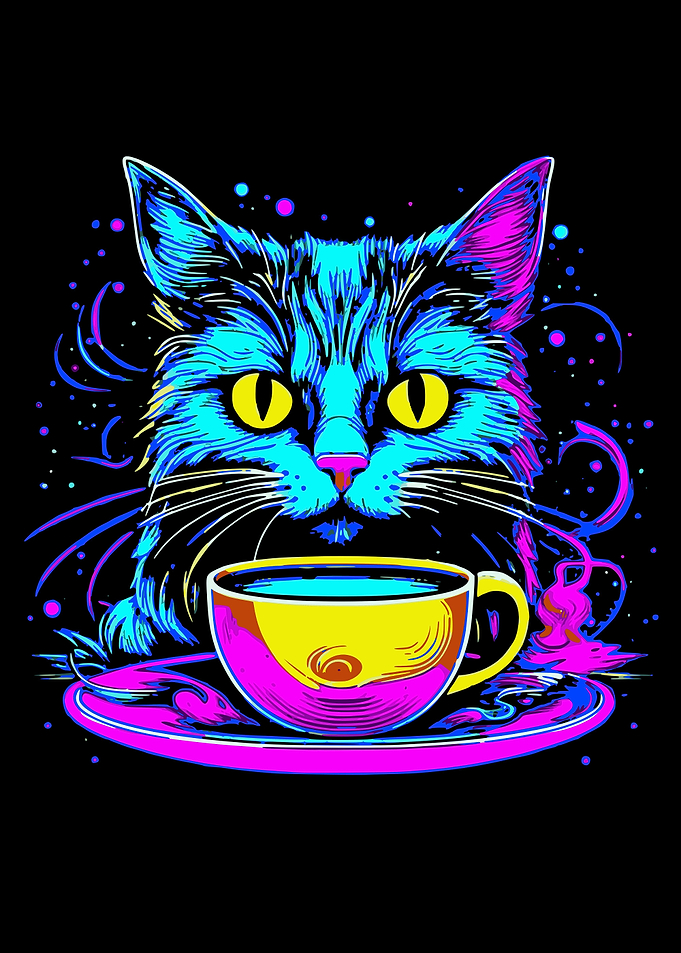 Neon Cat Coffee Cup