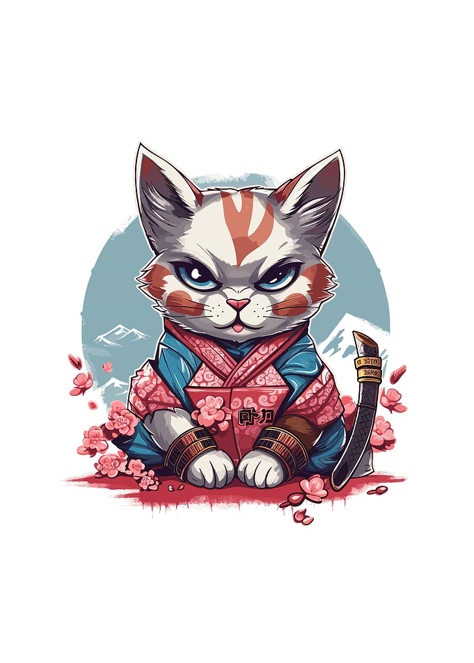 cat samurai japan