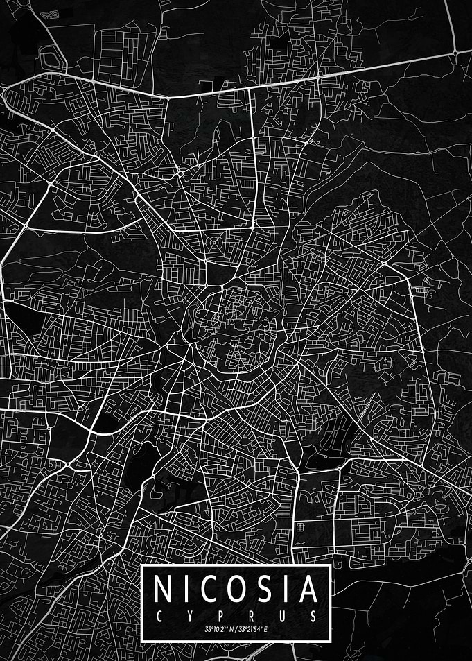 Nicosia City Map Dark