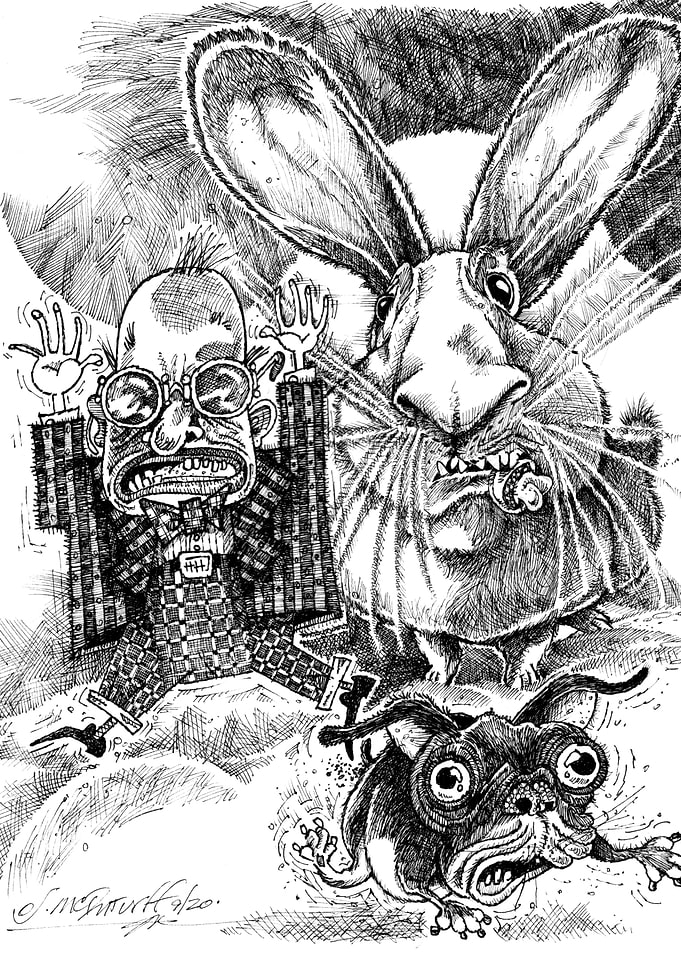 Scared by the Giant Bunny