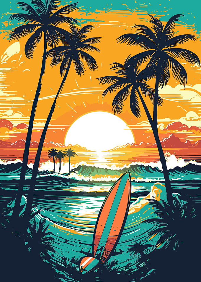 surf board vintage retro