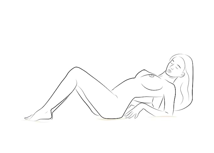 Sunbathing Woman Line Art