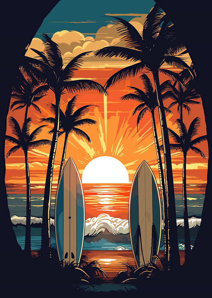 surf board vintage retro