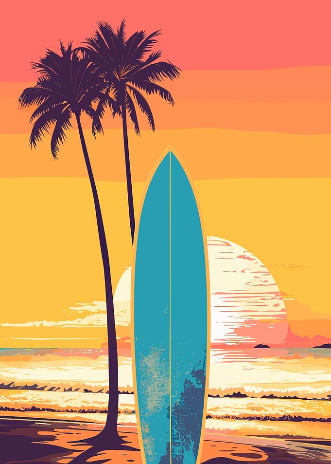 surf board vintage retro