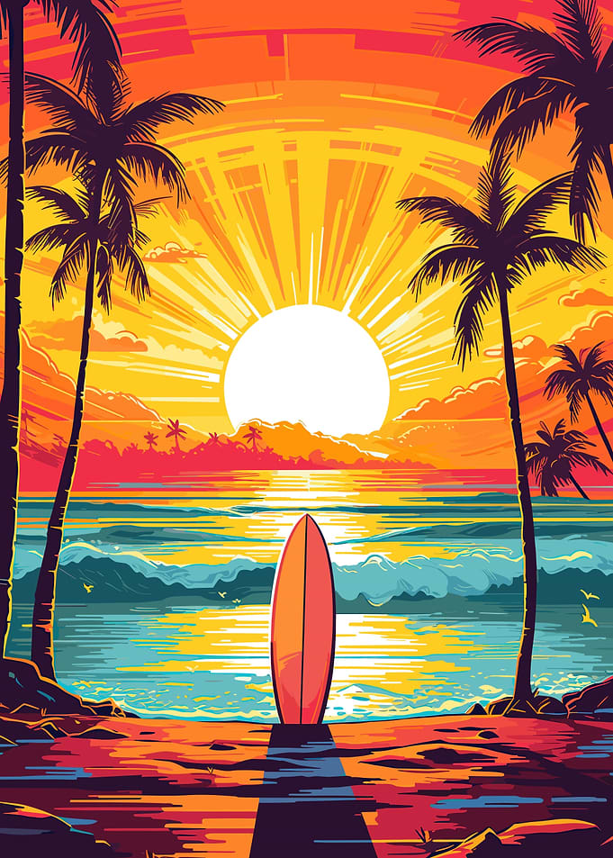 surf board vintage retro
