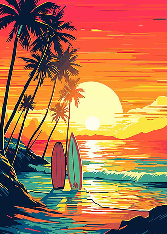surf board vintage retro