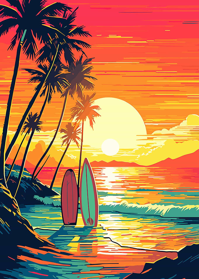 surf board vintage retro