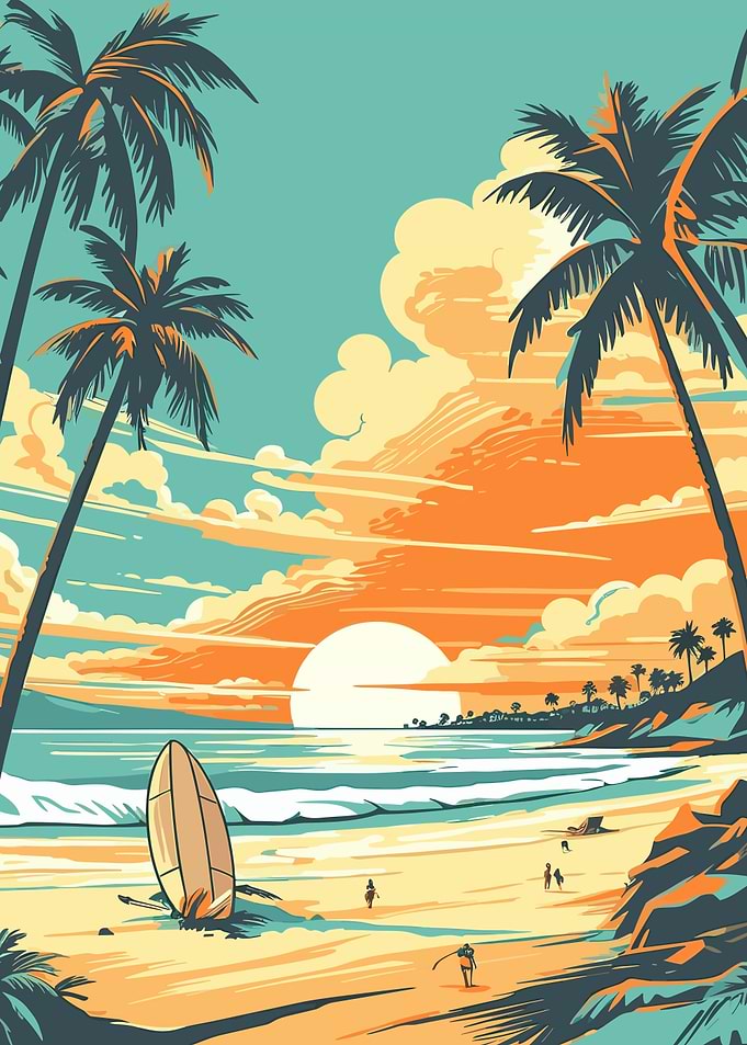 surf board vintage retro