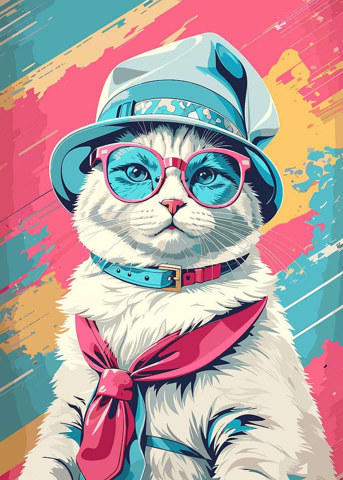 Whimsical White Cat