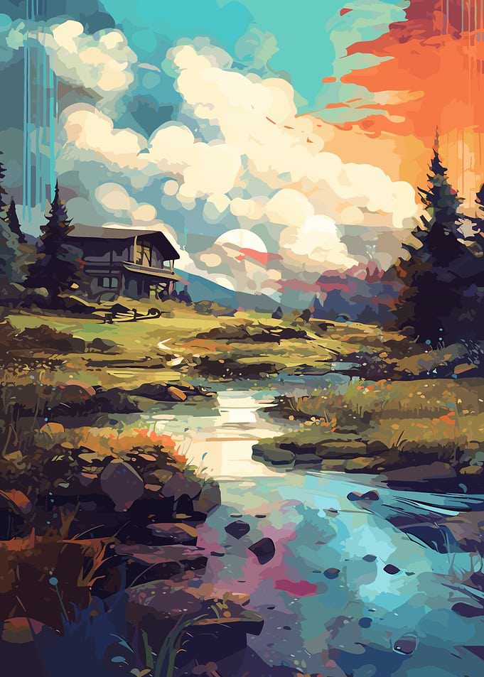 Colorful mountain scenery