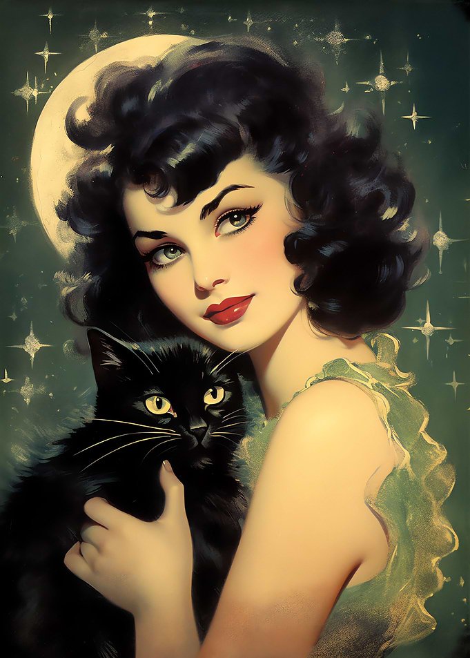 Halloween Black Cat Witch