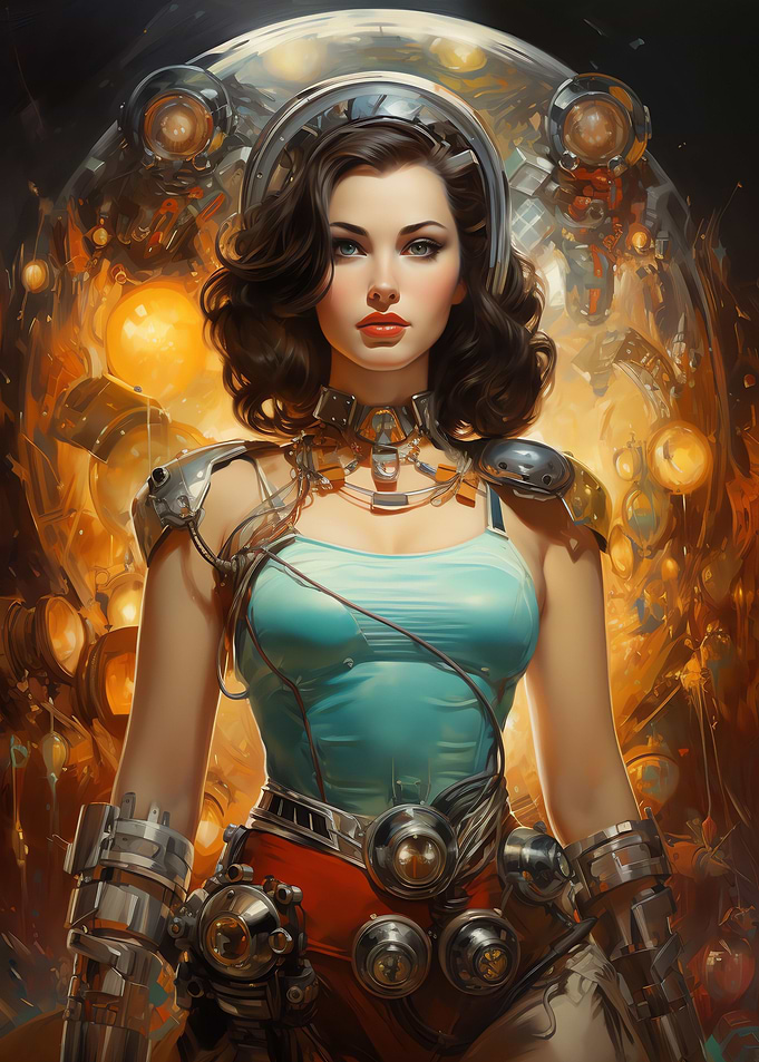 Retro Scifi Beautiful Girl