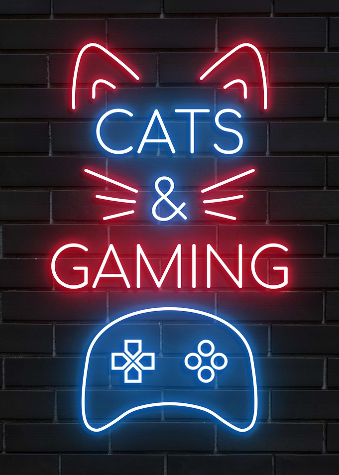 Cats and Gaming Neon Art