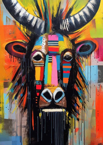 Abstract Wildebeest Art
