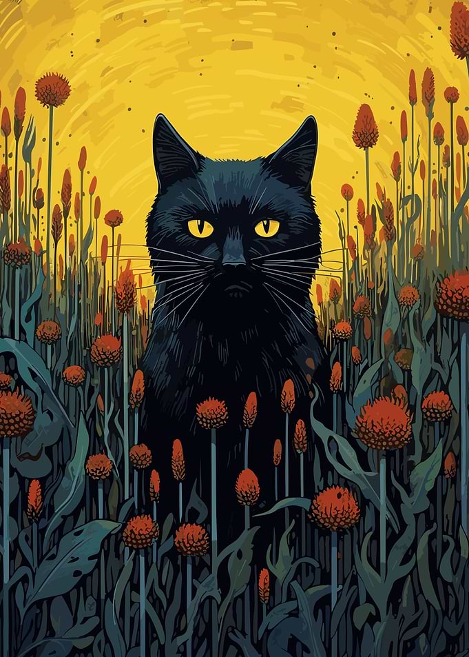 cat and flower