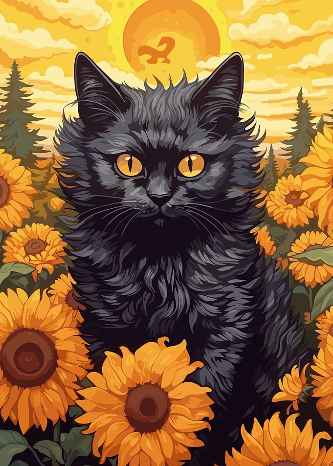 cat and flower