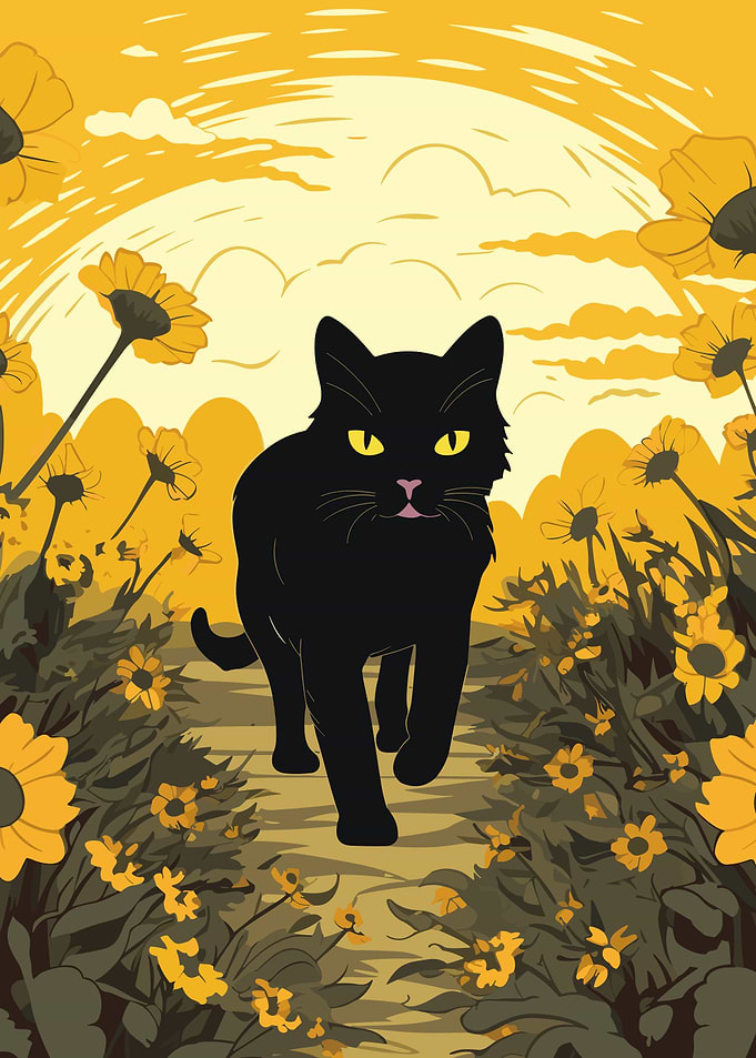 cat and flower