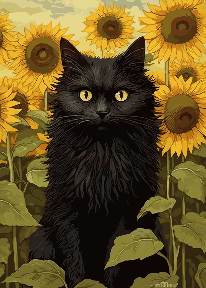 cat and flower