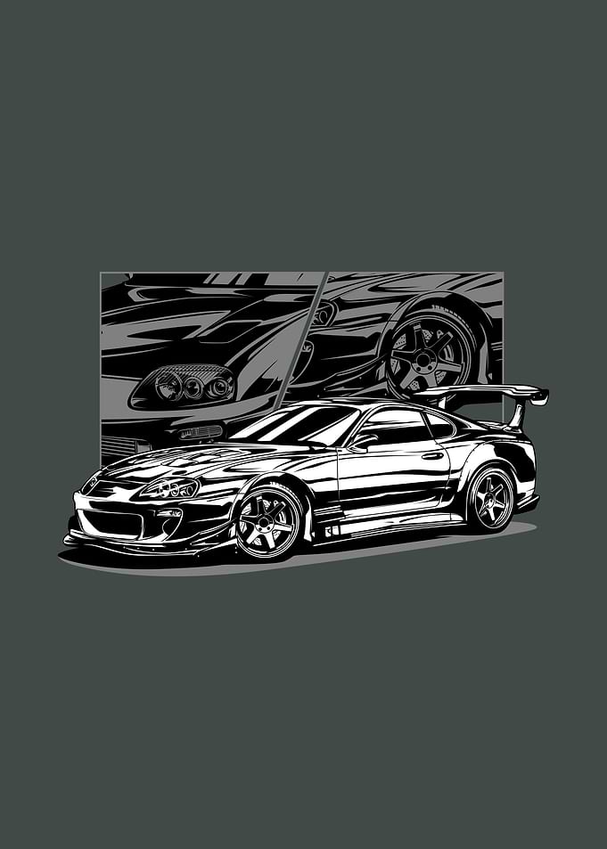 Black white fast Car
