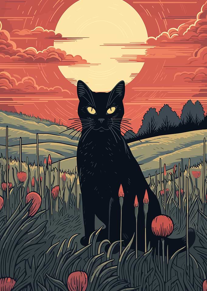 cat and flower