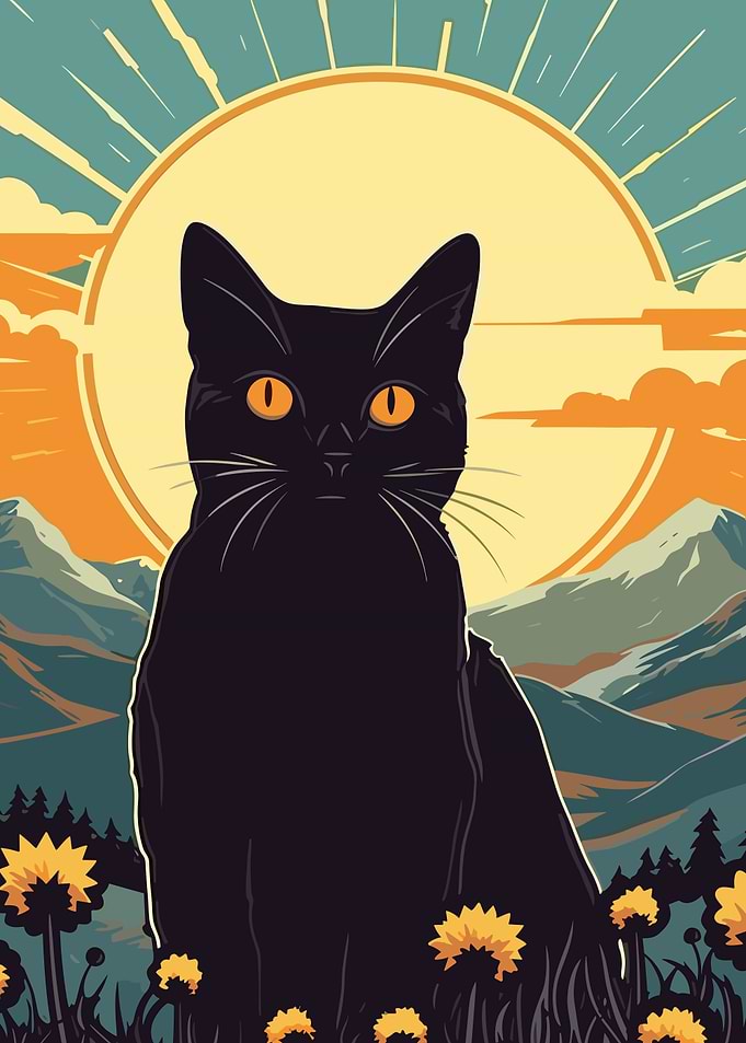 cat and flower