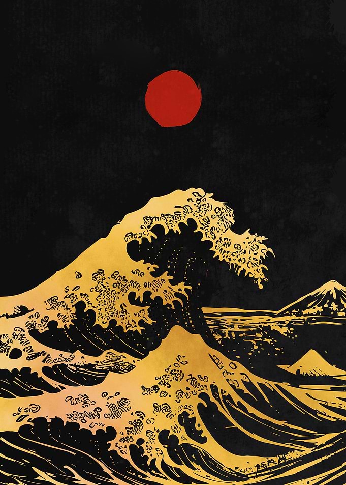 Hokusai Dark style wave