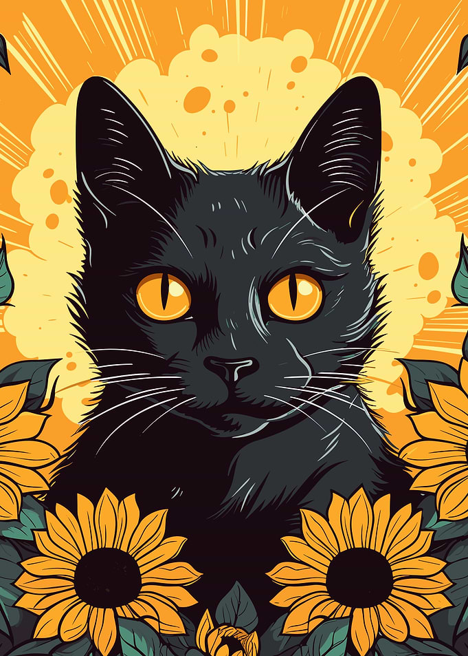 cat and flower