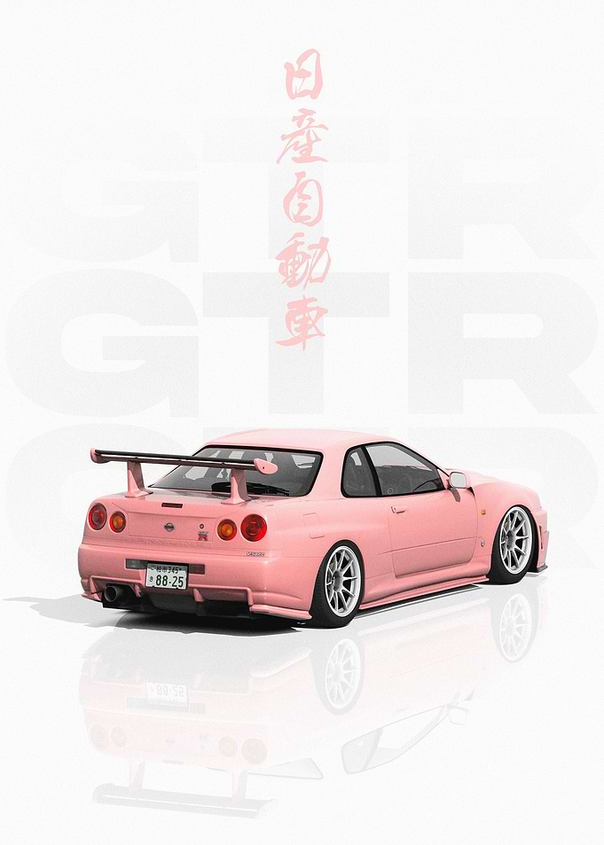 Pink Nissan GTR R34